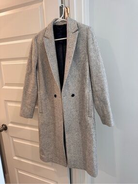 Jigsaw Light Gray Textured Wool Coat